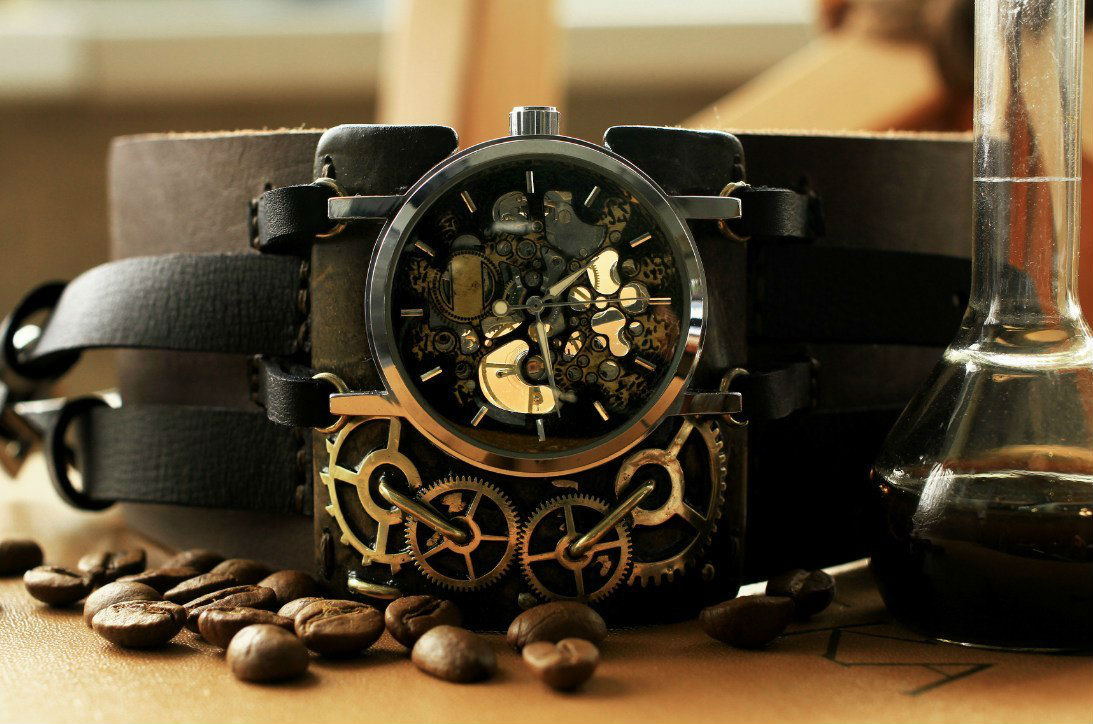 Стимпанк часы «Черный кофе»